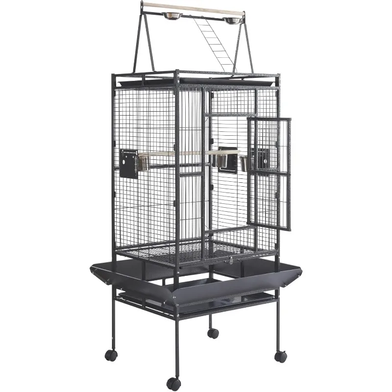 Large Bird Cages Parrot Cage Wide Flight Metal Animal Cage for Budgie Parakeet Conure with Rolling Stand Wheels (69 inch Height)