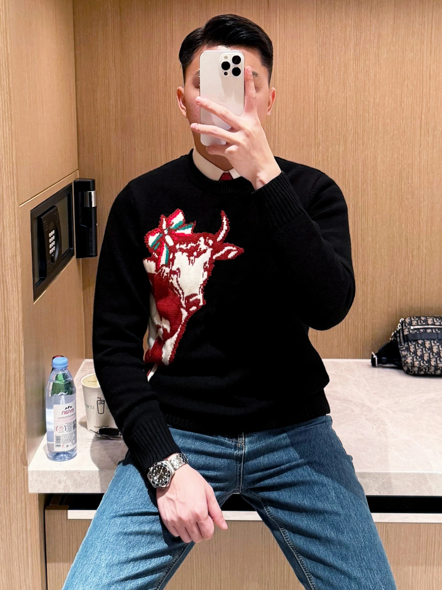 

Мужской вязаный свитер в стиле ретро, приталенный, с уникальным узором и бахромой, повседневный зимний топ из мягкого полиэстера, с длинными рукавами