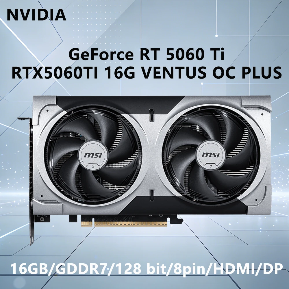 

Видеокарта MSI RTX 5060 Ti 16GB GPU RTX5060TI 16G VENTUS OC PLUS GDDR7 128bit PCI-E 5.0 HDMI DP 8pin для игр
