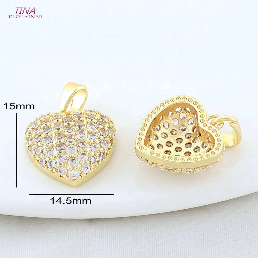 New 18K Gold Color Brass with Zircon Heart Star Sun Necklace Charms Pendants Earrings Jewelry Making Supplies Accessories view 2
