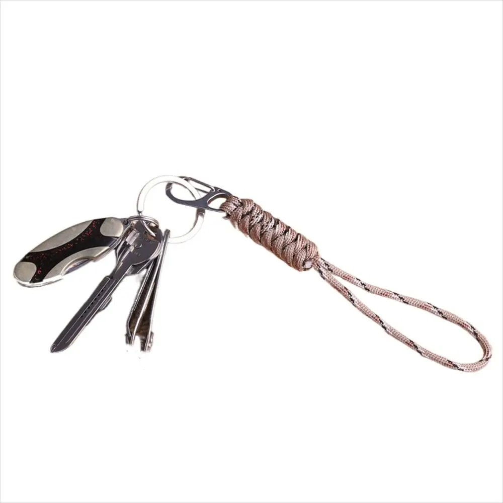 Snake Knot Paracord Keychain Outdoor Rope Handmade Braided Woven Keychain Metal Backpack Buckle Umbrella Rope Keyring