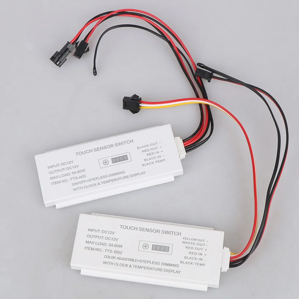 

1pc 12V Touch Sensor Switch With Clock Temperature Display Stepless Dimming For Smart Mirrors Accessories