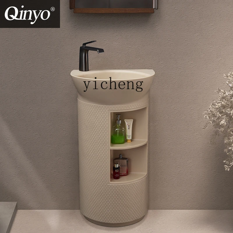 

XL creative column wash basin bathroom integrated floor semicircular art vertical wash basin