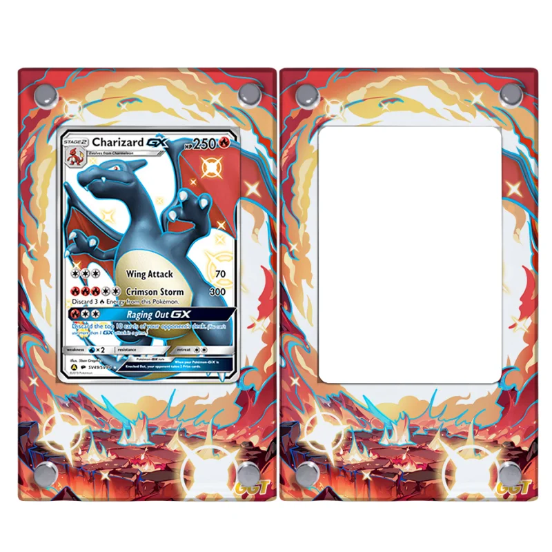 Pokemon Cards Brick PTCG Black Charizard Anime Game Protective Case Self Made Extended Picture DIY Acrylic Does No Include Card