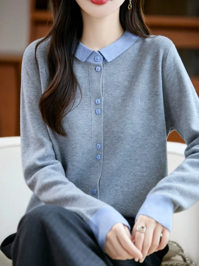 

Женский вязаный открытый кардиган Ne, мягкий французский длинный све, теплый осенний топ Faion Outlet Color Blo Base Layer Top