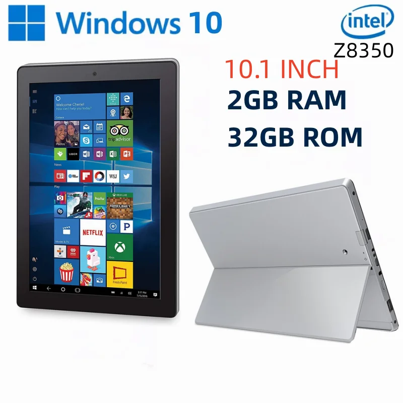 10.1 인치 윈도우 10 태블릿 PC, 2GB RAM, 32GB ROM, 32 비트 Z8350 쿼드 코어 듀얼 카메라, 와이파이 HDMI, 1200x800 픽셀 FHD 디스플레이, 6000mAh