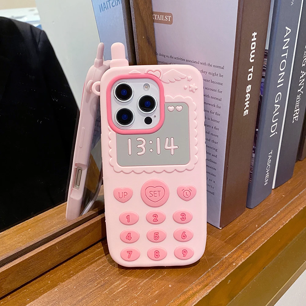 Niedliche 3D-Handyhülle im Handy-Stil für iPhone 17 16 15 14 13 12 Pro Max, Kawaii, stoßfest, weiche Silikon-Rückabdeckung – Detail 5