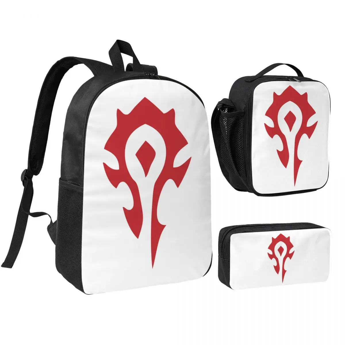 

World Of Warcraft Logo Backpack Student Boys Girls BookBag School Bag Laptop Shoulder Bags 3ps Insulated Lunch Bag Pencil Case