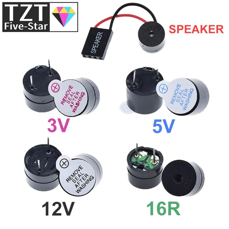 10PCS Active Buzzer 3V/5V/12V/16R TMB12A03 TMB12A05 TMB12A12 Magnetic Long Continous Beep Tone 12095 12*9.5mm Mini Plug Speaker