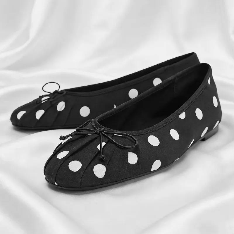 

Женские балетки с декором в виде банта-бабочки, в горошек, с плиссированным дизайном, весенние, комфортные, на мягкой подошве, дизайнерские туфли Мэри Джейн
