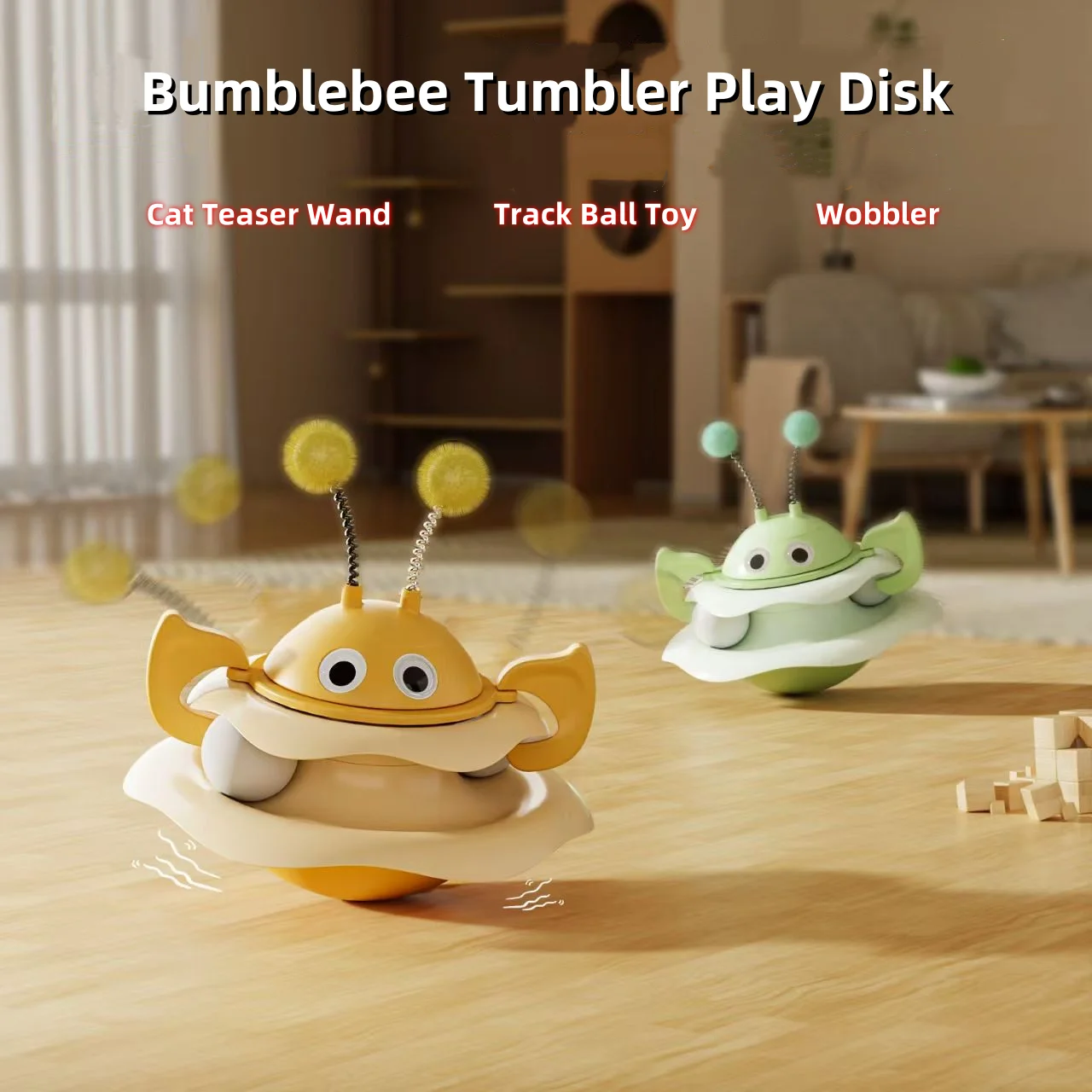 

Little Bee Tumbler Rotating Play Disk Cat Self-Entertainment Gadget Cat Turntable Bite-Resistant Cat Teaser Stick Toy