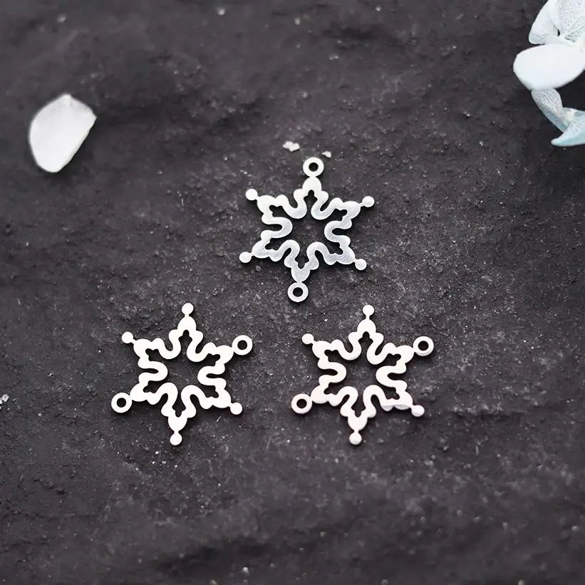 

3pcs Classic Snowflake Charms for Jewelry Making Bracelets Earrings Stainless Steel Connector Pendant Christmas diy Accessories