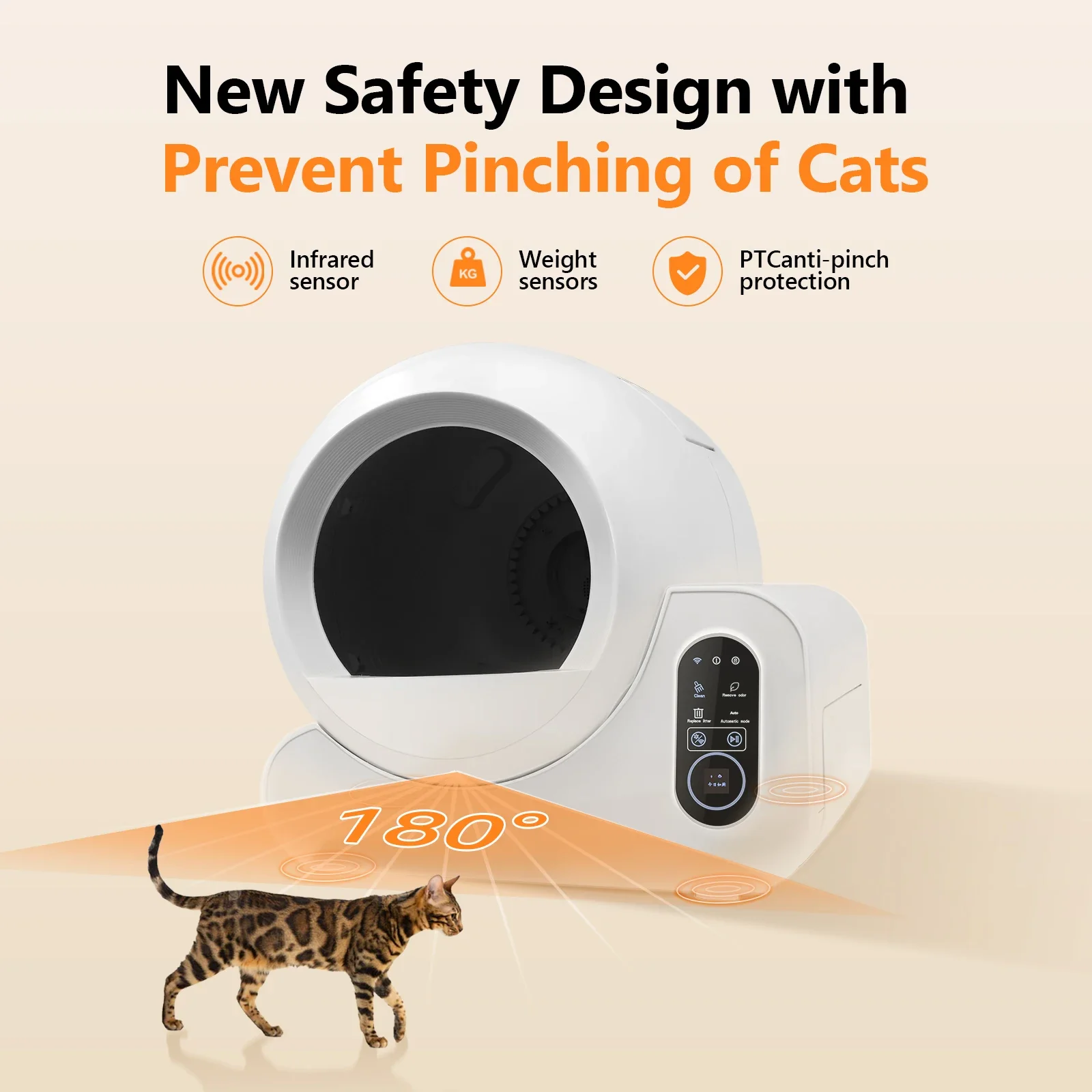 Gravity Senson 70L Capacity Automatic Smart Cat Litter Box Self Cleaning WIFI Connection Smart Litter Basin Smart Cat Toilet