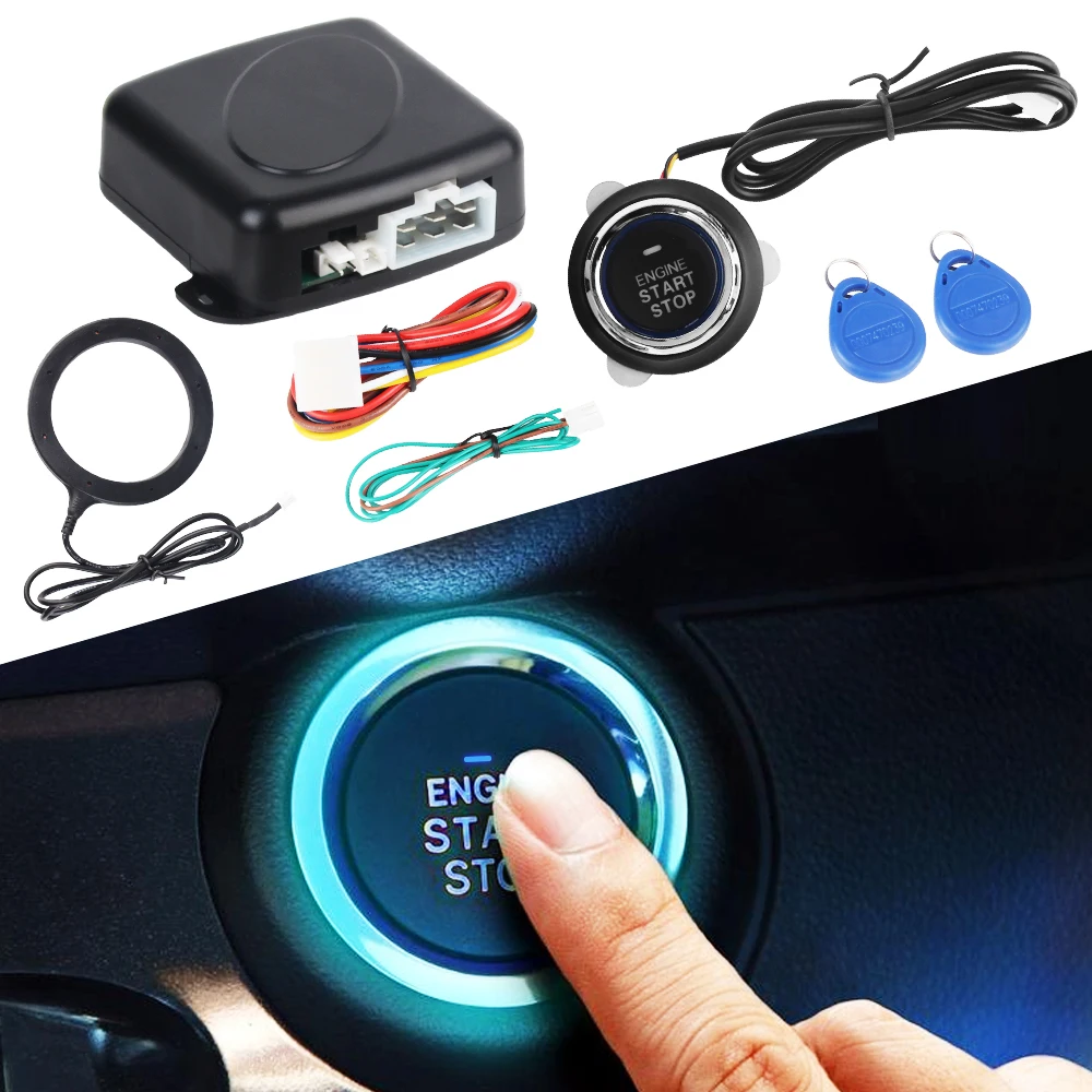 

One Start Stop Button Engine Push Button Car Alarm Keyless Entry Starter Antitheft System 12V Entry Ignition Starter Switch