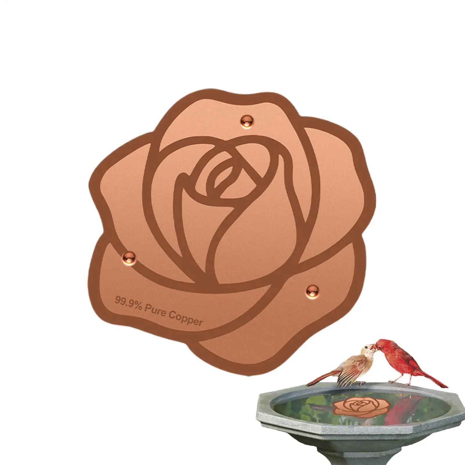 Bird Bath Copper Birdbath Purifier with Triple-Point Support Bath Disk Ornaments Feeder Accessories for Outdoor Bird Baths Bowls
