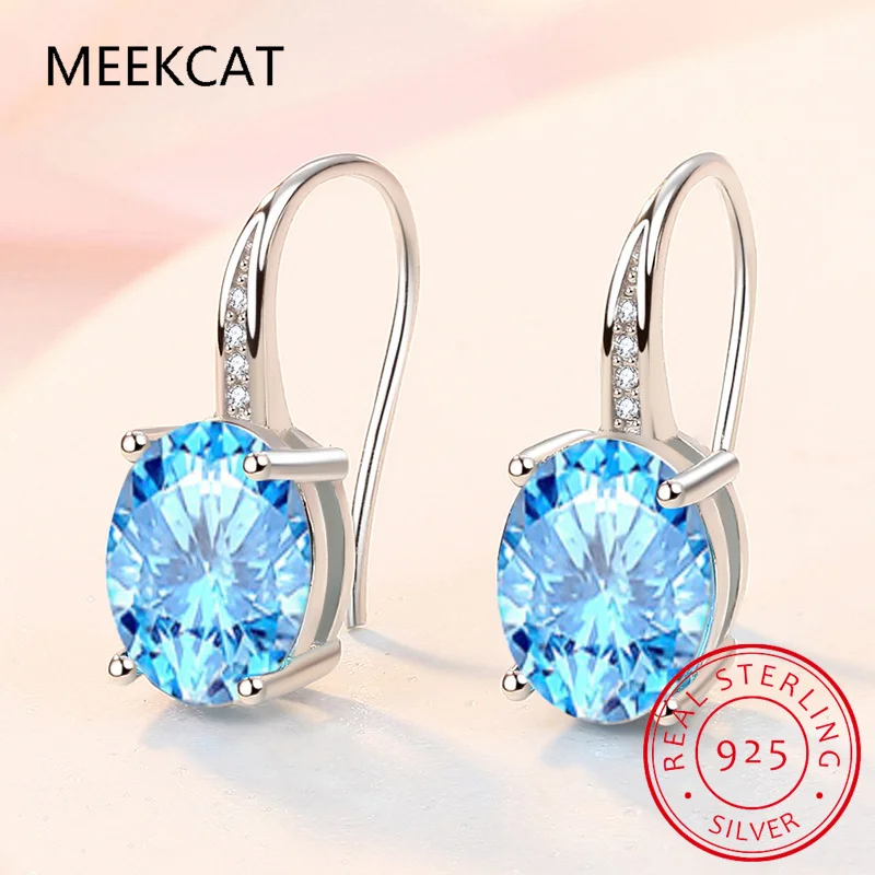 Pendiente de gota de Plata de Ley 925 con Topacio azul cielo ovalado Natural auténtico para mujer, joyería fina de piedras preciosas a la moda, regalo de boda
