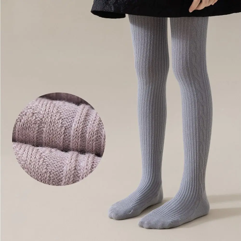 Elastic Solid Color Children Tights Cotton Princess Stockings Girls Pantyhose Lolita Korean Style Knitted Leggings Kid