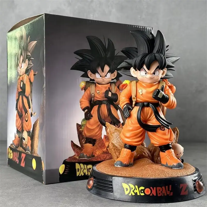 

Dragon Ball Traveling Goku Collectible Figure With Dual Head Sculpt Removable Stand Super Saiyan Action Figure Model Toy