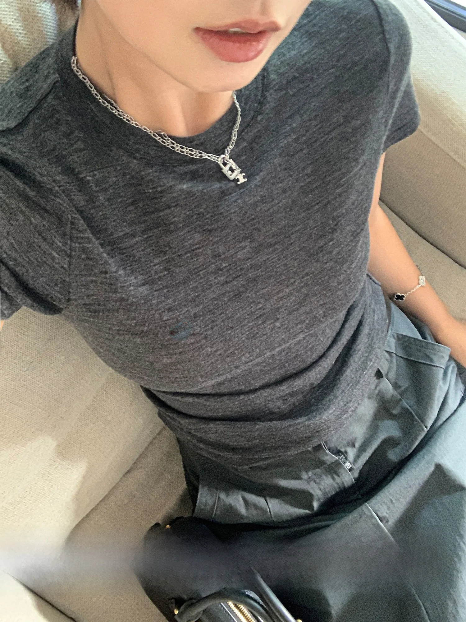 

Yangle Women's Slim Fit Wool T-irt ort Sve Long Sve Casual Sle Elastic ey Color for Autumn Season New Arrival