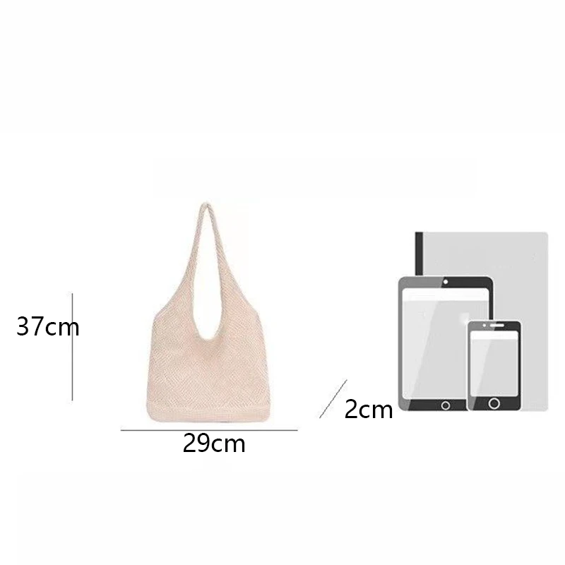 Neue Trend frauen Tasche Häkeln Handtasche Retro Gestrickte Einfarbig Hohl Top-griff Einkaufstasche Reise Shopper Schulter tasche – Detail 27