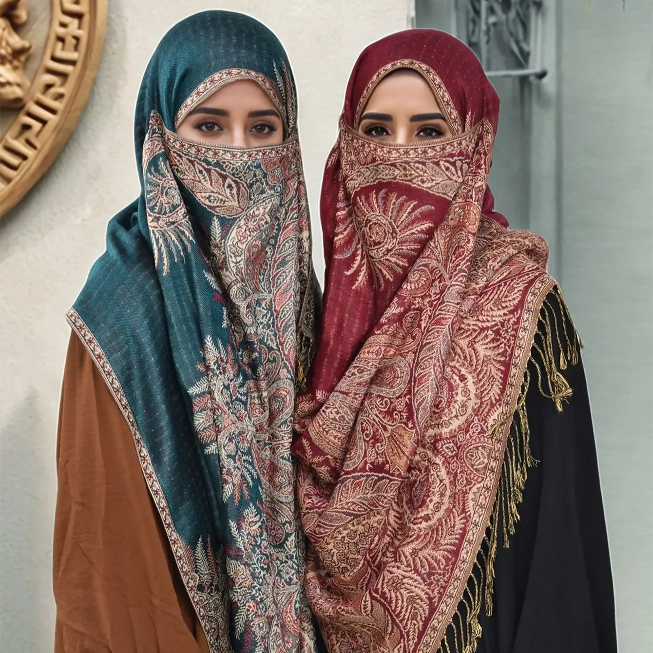 

Мусульманская классика, этническая шаль с узором пейсли и длинными кисточками, женская мода, жаккардовый хиджаб из кешью, кашмир, более толстый тюрбан с принтом