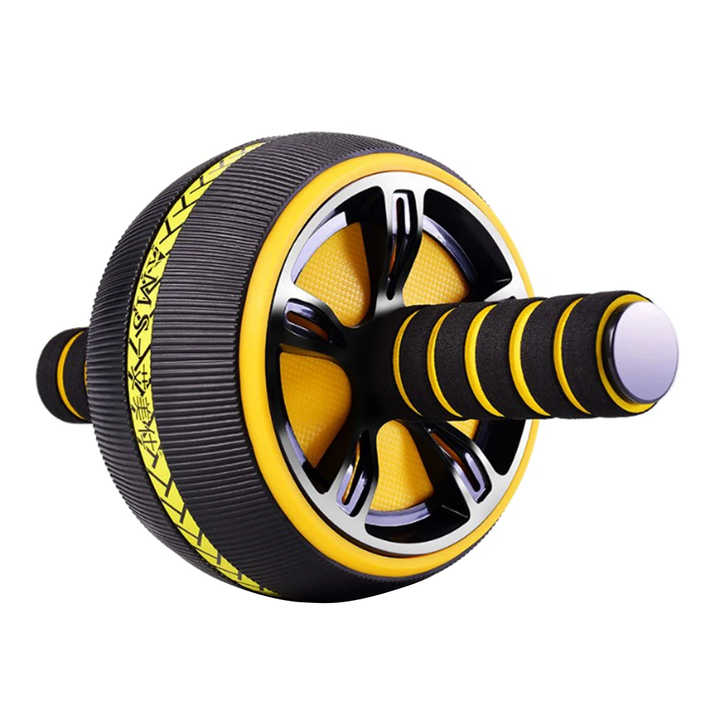

Ab Roller Wheel Set Black Yellow Rubber Fitness Core Strength Machine Wider Wheel Comfortable Grips Removable Handles Abdominal