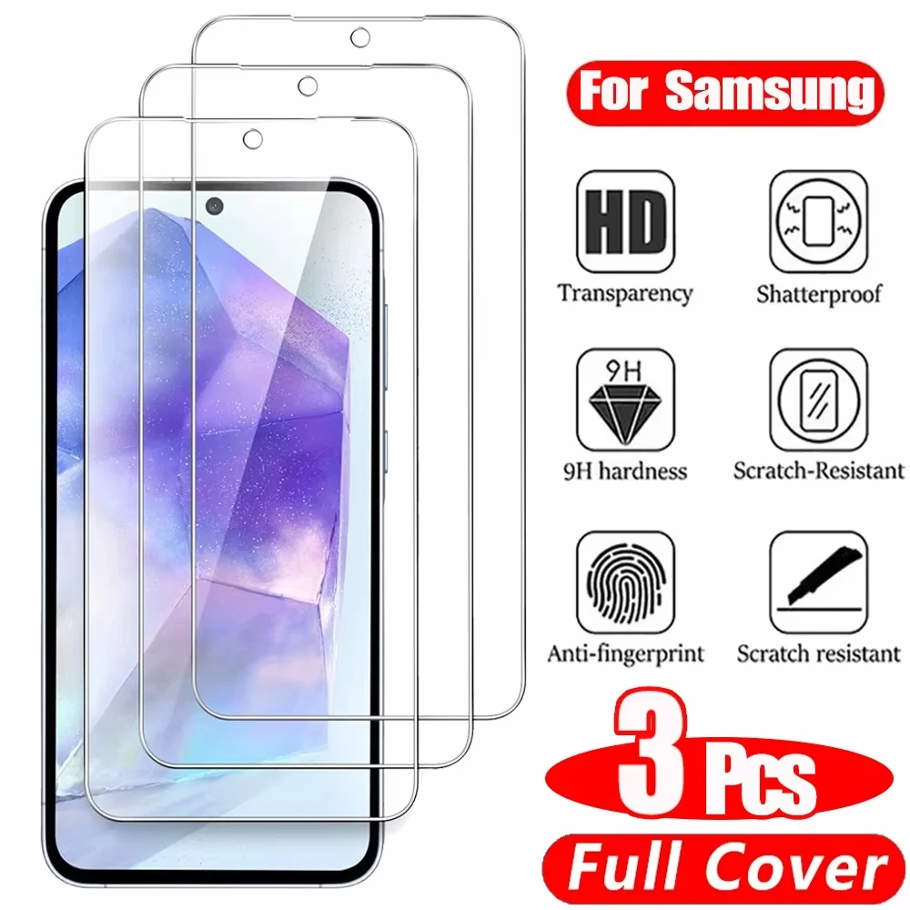 

3PCS HD Tempered Glass For Samsung A56 5G A17 A07 A55 A16 A26 A54 A35 A33 A36 A06 A53 A52 A25 Galaxy S25 S24 FE Screen Protector