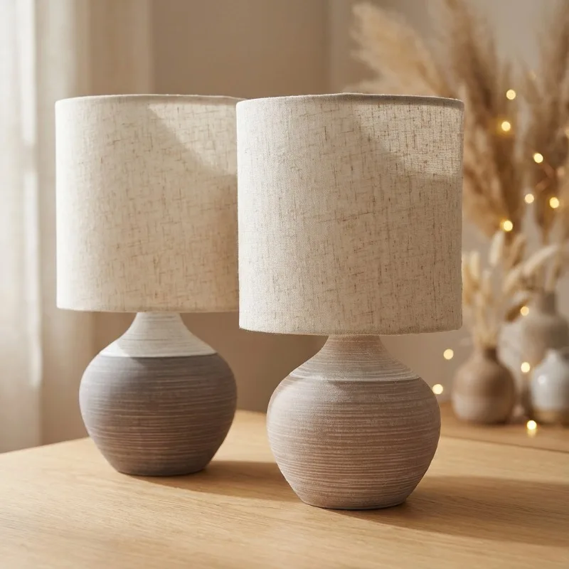 Retro Color Collision LED Floor Lamps Texture Design Ceramic Standing Light Bedroom Nightstand Atmosphere Home Decor Table Lamp