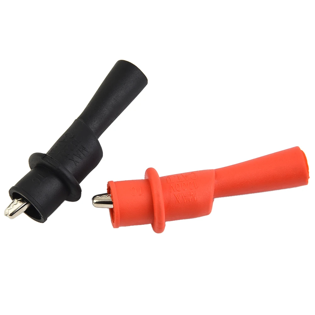 Pair Red Black Wire Tips Clip Clamp For Multimeter Tester AC DC 10A 1000V Rubber Insulated Probe Accessories Tool