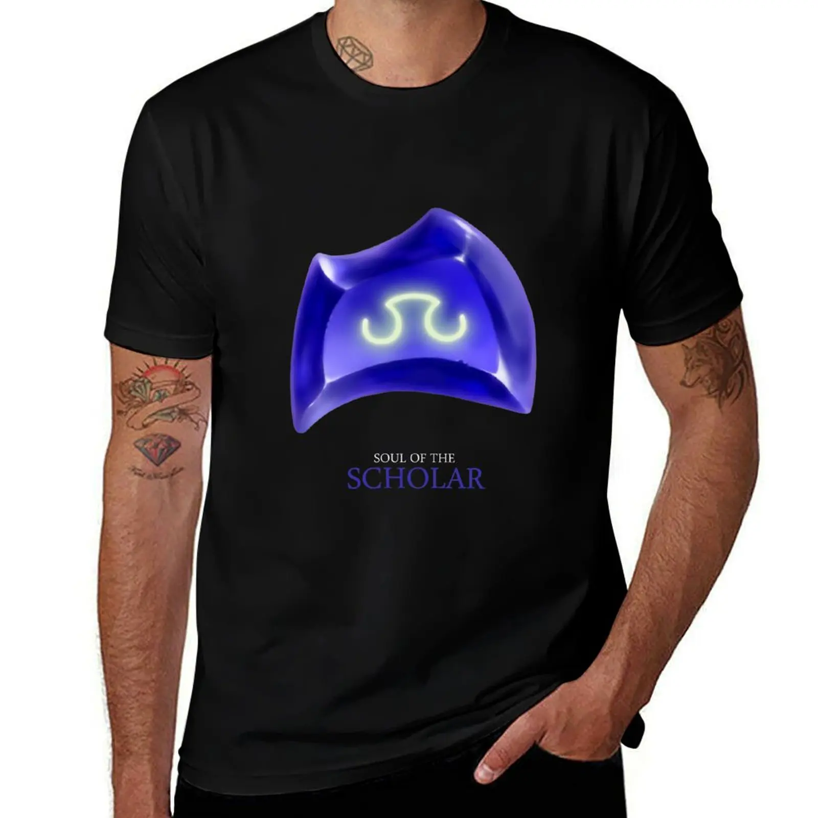 Soul of the Scholar - T-shirt noir grande taille, haut décontracté simple