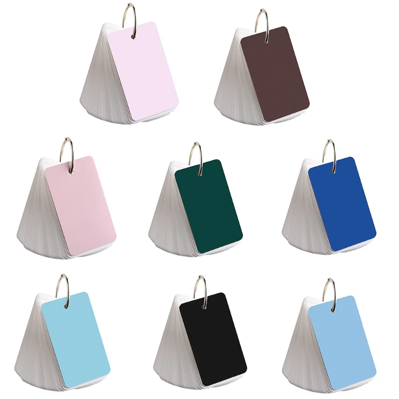 Set of 100 Sheets Multi-purpose Pocket Blank Cardboard Index Card Card Note Paper Set with Binder Ring Refillable