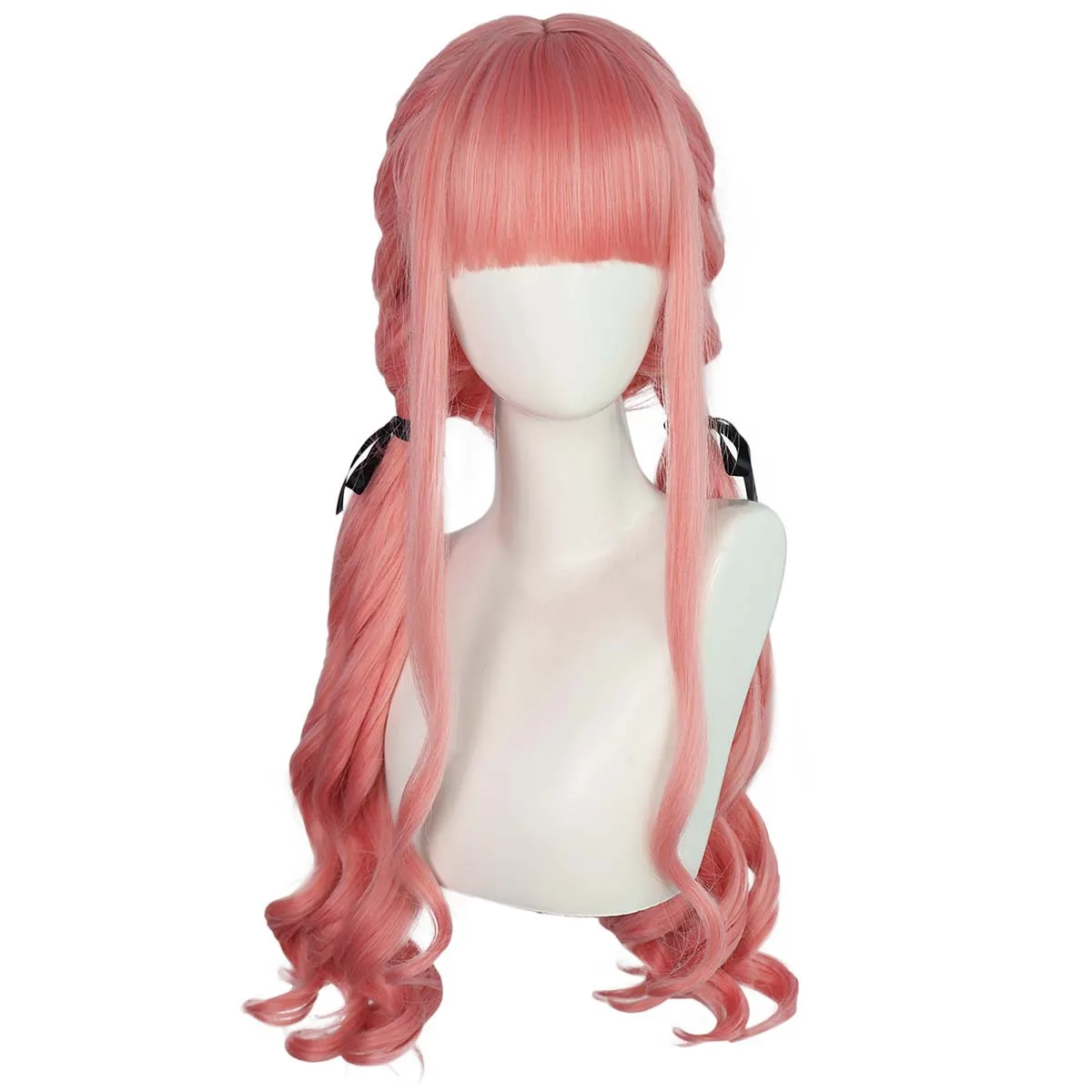 ผู้หญิงปาร์ตี้ฮาโลวีนเกม Infinity Nikki คอสเพลย์ยาวสีชมพู Double Pony Hair Wigs