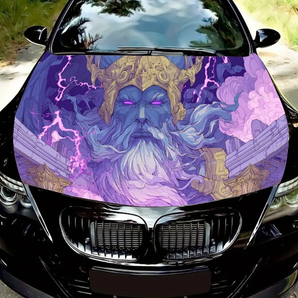 

Виниловые обертывания для автомобиля Thunderous God King с принтом из ПВХ, самоклеящаяся водонепроницаемая наклейка на капот автомобиля, защитная наклейка для украшения автомобиля