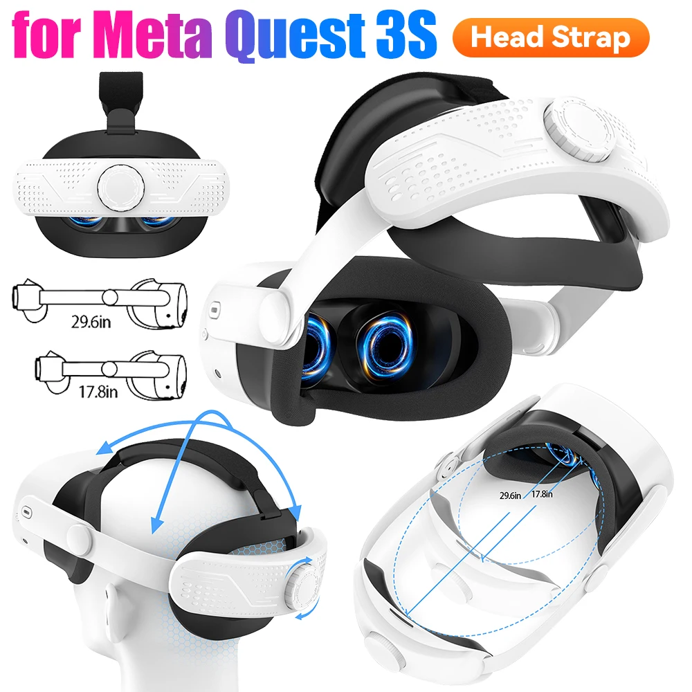 Adjustable Head Strap Enhanced Support and Comfort Replacement Head Strap Reduce Pressure Headband for Meta Quest 3S VR Glasses