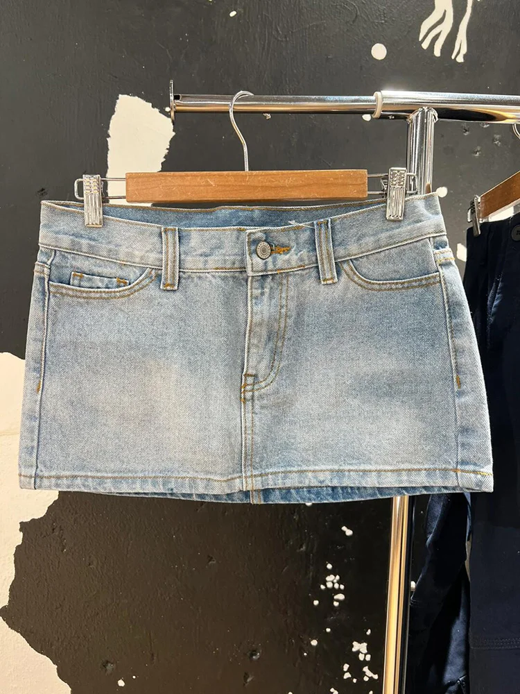 Verão novo americano sle emagrecimento denim saia para mulheres versátil ort saia na moda a linha saia casual cintura baixa algodão