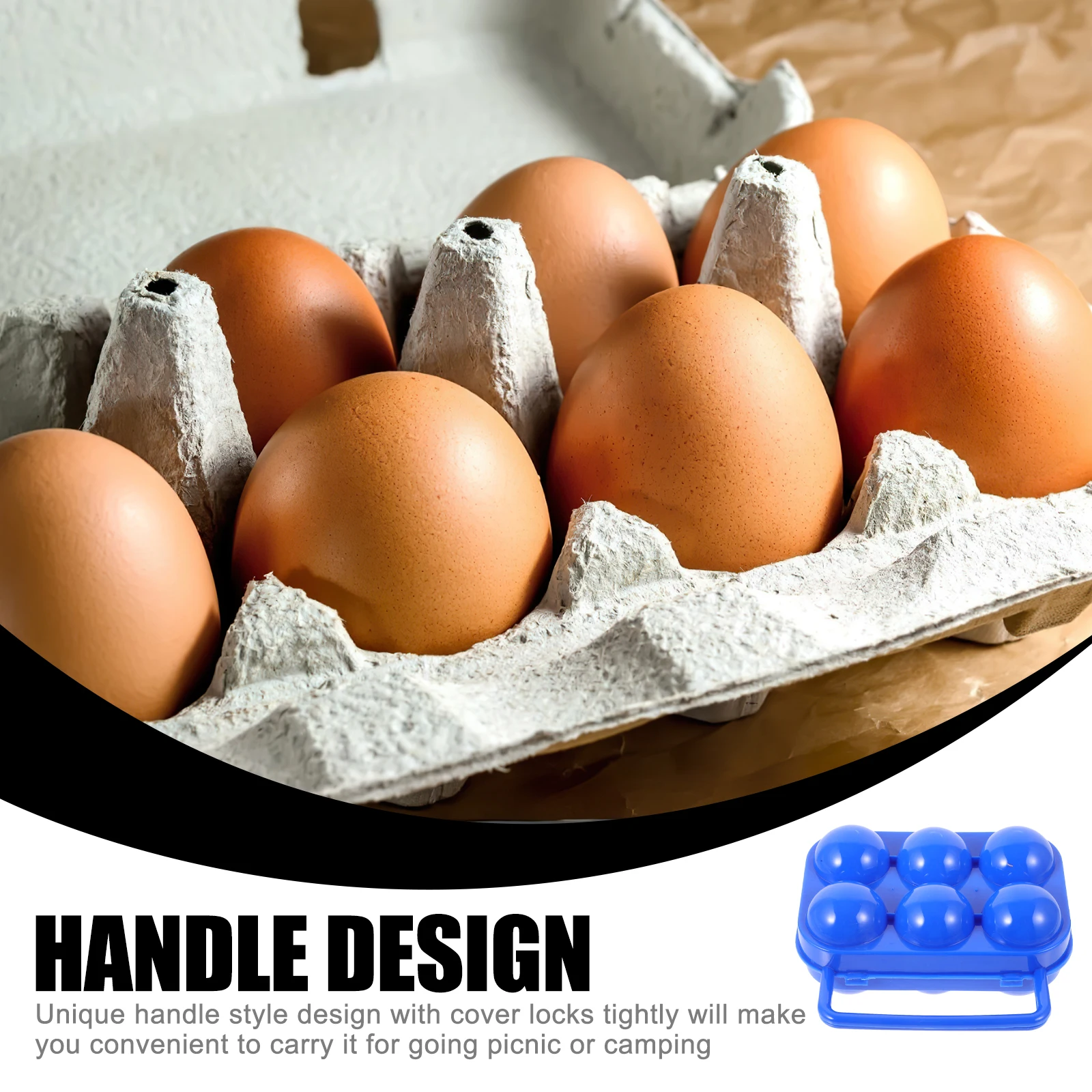 

Folding Egg Carrier Durable Plastic Holds 6 Eggs Breakage Protection H Lock Camping Kitchen Travel Accessories Storage Box