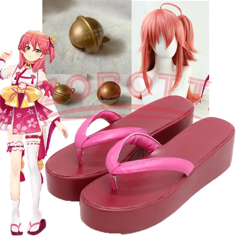 

Japanese Virtual YouTuber Cosplay VTuber Hololive Sakura Miko Shoes Customize Cosplay Geta Shoes halloween wig shoes headgear