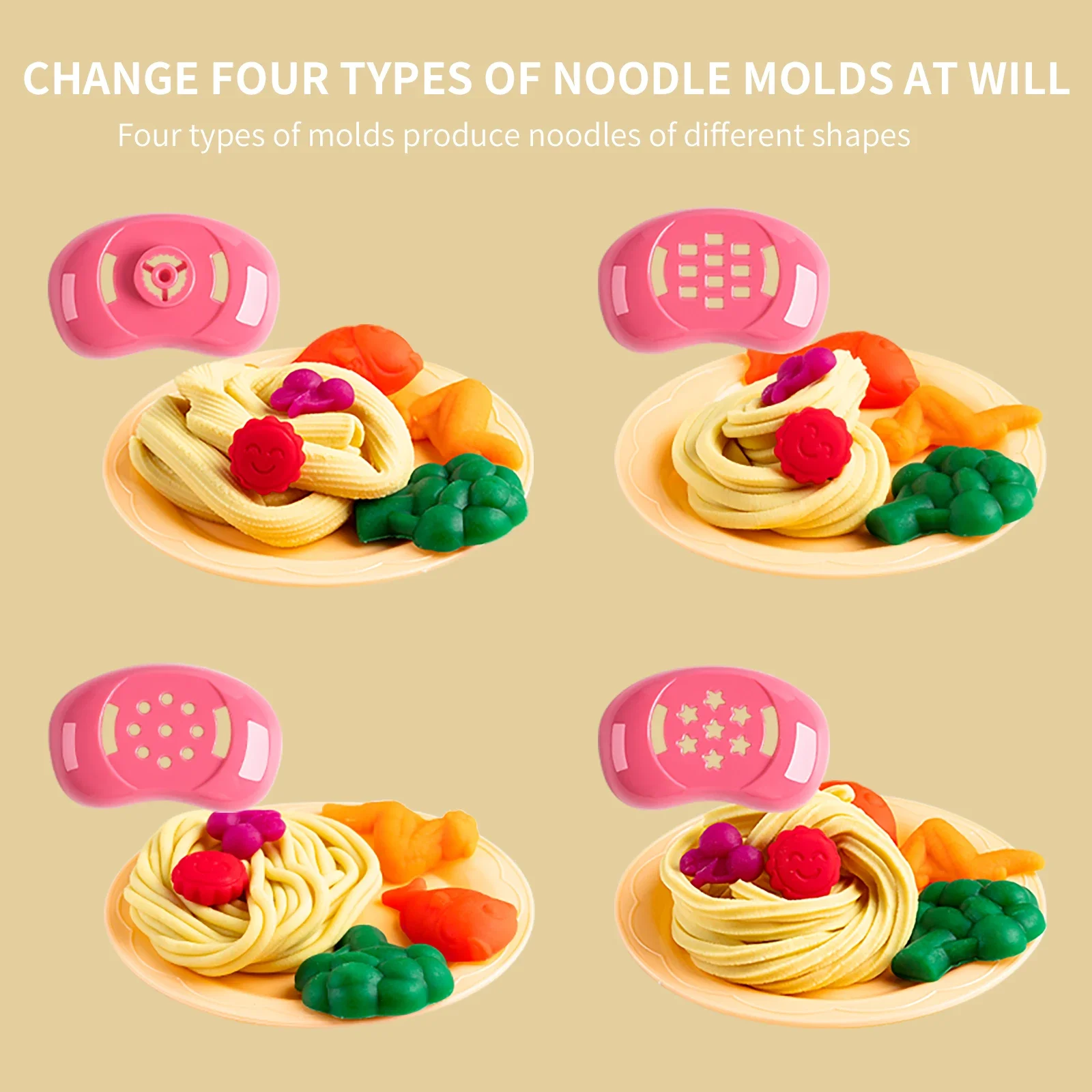 Giochi Macchina per noodle Stampi multipli Cartone animato Simpatico maiale Macchina per noodle Set di argilla Coltello Forchetta Set di argilla Giocattoli