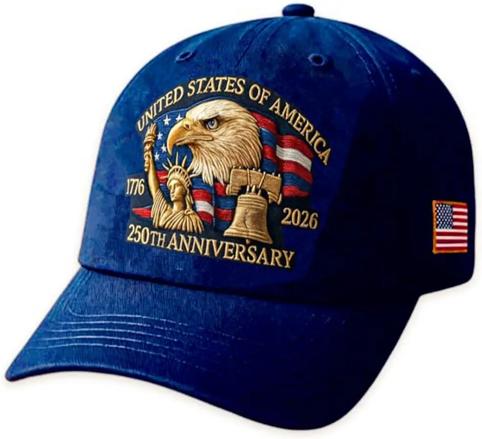 Cappello del 250° anniversario degli Stati Uniti Eagle & Liberty, berretto da baseball commemorativo per anniversario stampato regolabile classico in cotone H