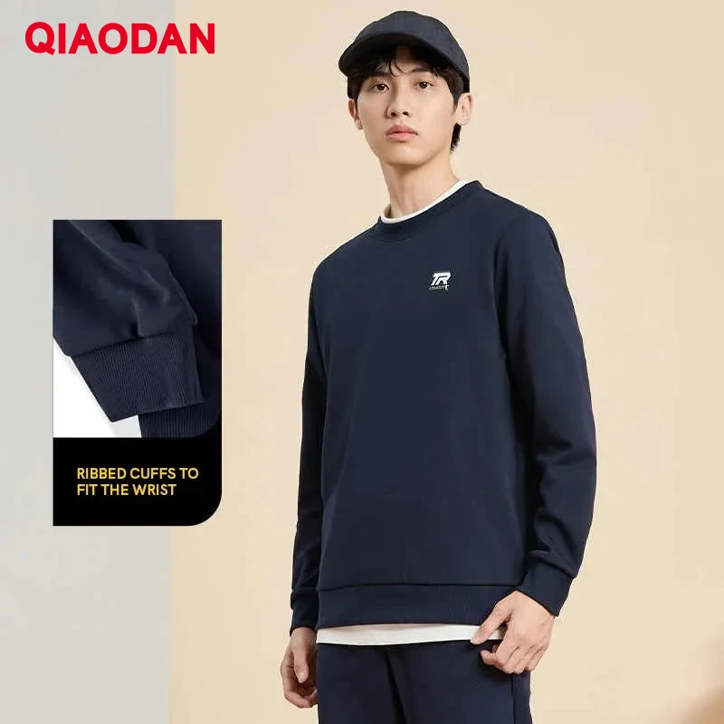 

QIAODAN Men's 2025 Sports Sweatshirt Winter New Velvet Warm Comfortable Round Neck Knitted Long-sleeved Tops XWD33241307B