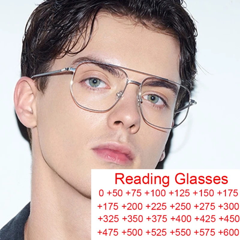 

Optical Reading Glasses For Farsighted Dioptres 0 ~ +6.0 Metal Double Bridges Eyeglasses Frame Anti Blue Rays Presbyopia Glasses