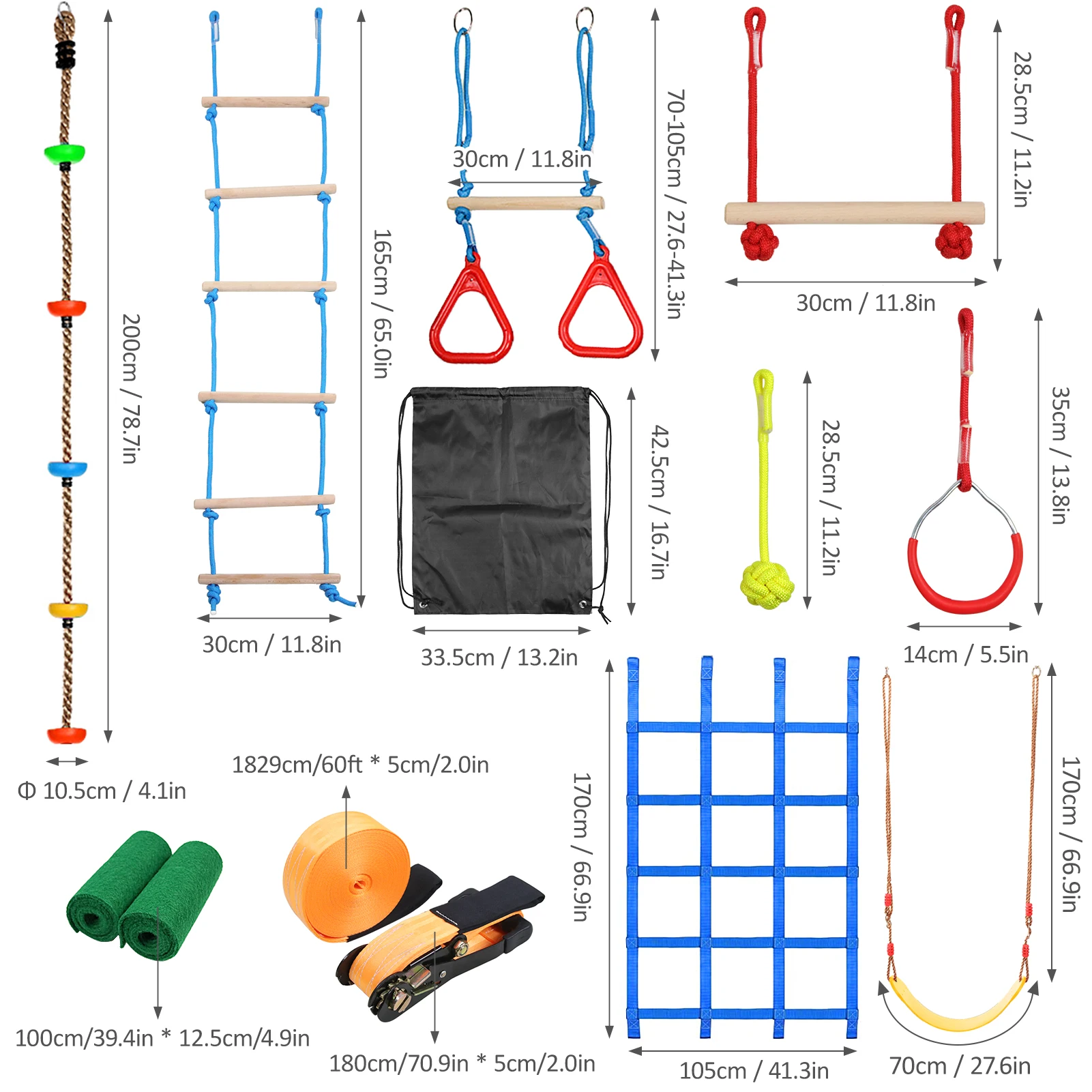 Kids Climbing Obstacle Kit Children Line Hanging Obstacle Course Outdoor Playset Swing Accessories for Training Balance