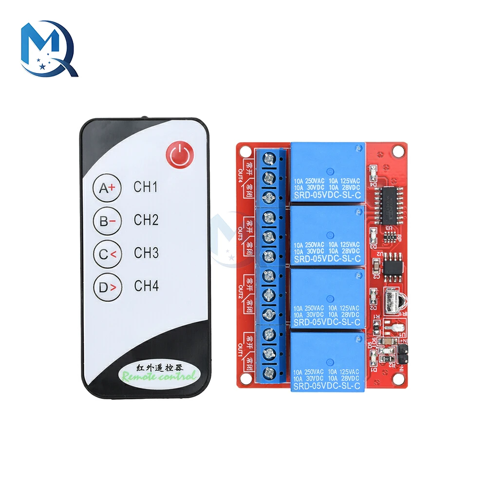5V/12V 1way 4 way Infrared Remote Control Relay Infrared Receiver Driver Board Jog Module