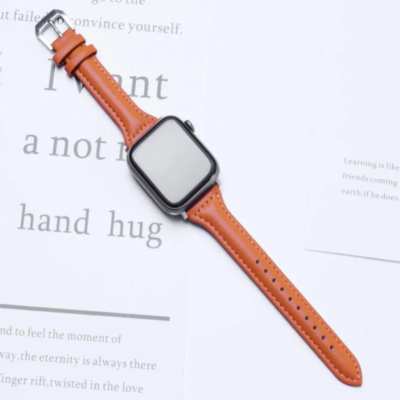 Leather Loop strap for Apple Watch band Ultra 2 49mm 41mm 40mm 38mm Slim Wrist bracelet iWatch series 7 8 9 6 5 4 3 SE 44mm 45mm