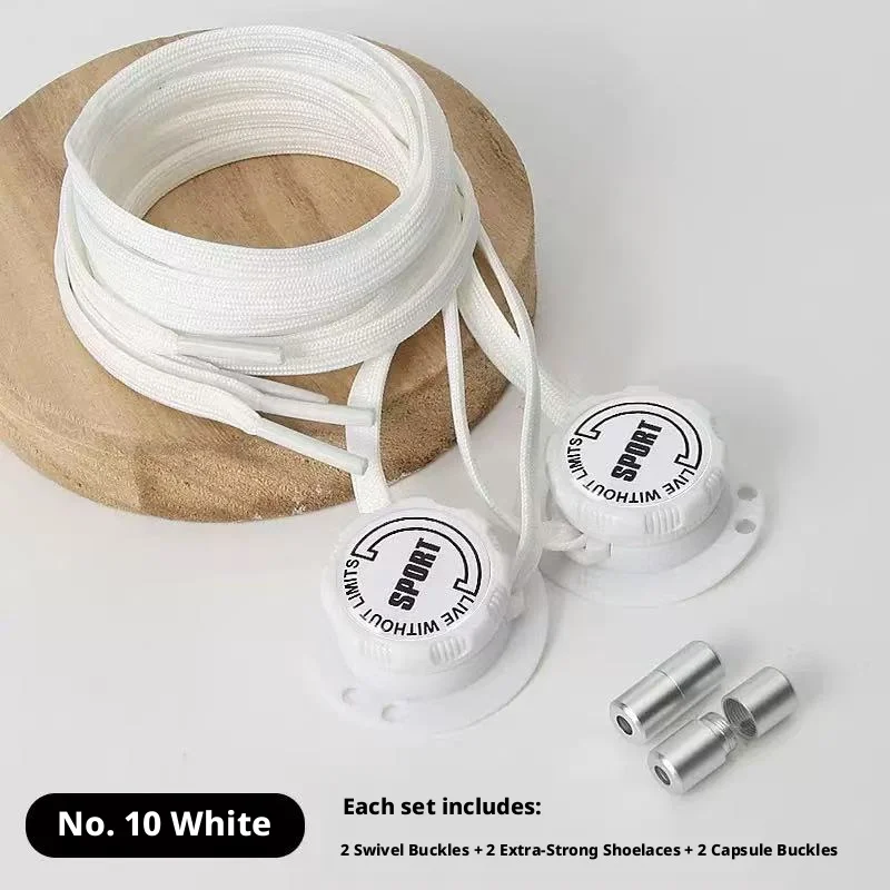1 Pair Letter Style No-Tie Shoe Locks — Rotating quick-adjust buckles for 5mm laces, easy to fasten.