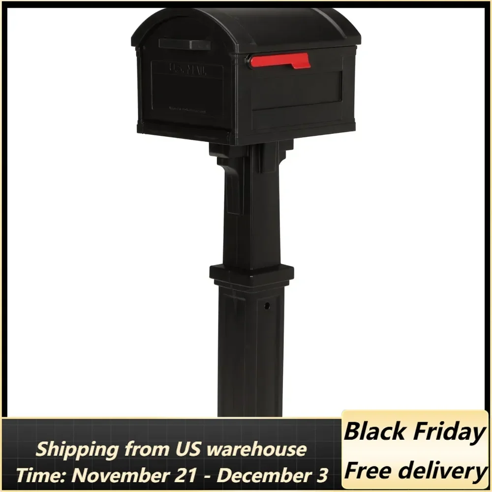 MAILBOXES Grand Haven Plastic, Mailbox and Post Kit, Black Extra Large