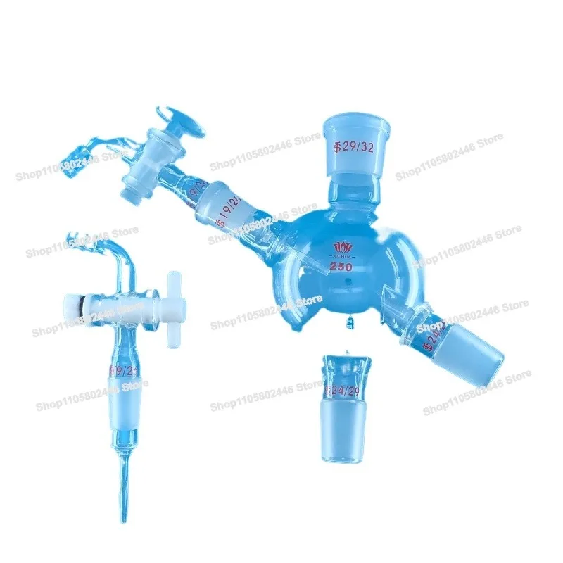 Glass Four-way Bottle, Feeding and Discharging Piston Valve, Rotary Evaporator Accessories