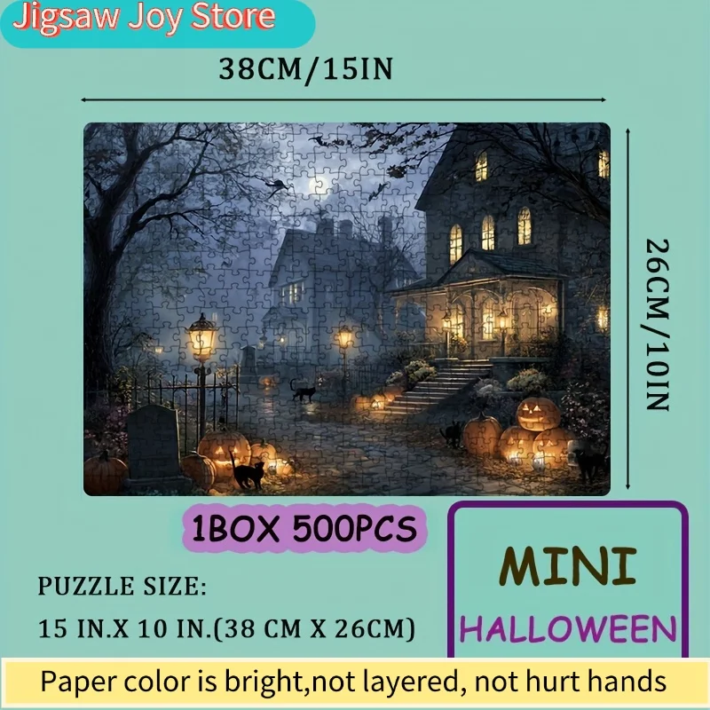 Un puzzle conçu pour les adultes, mettant en scène une maison chaleureuse sous un ciel nocturne azuré, parfait pour les jeux de société et les activités. T