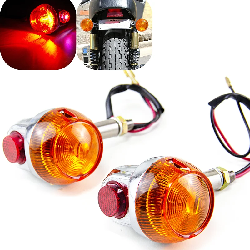 2 Pcs Motorcycle Bulb Strobe Turn Signal Light Cafe Racer Flashers Blinkers Amber Indicator Lamp For Suzuki Gt380 Gt550 Gt750