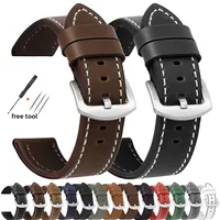 Correa de reloj de cuero Vintage para Seiko, correa de 18mm, 20mm, 22mm y 24mm, pulsera de repuesto para pulsera deportiva Huawei Gt2/GT3